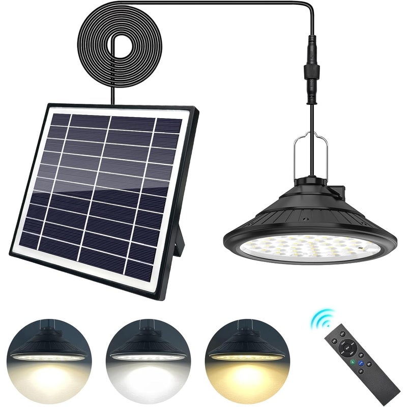 Lampa wisząca zasilana energią słoneczną do użytku wewnątrz i na zewnątrz, 3 kolory/4 tryby, z pilotem, wodoodporna, ładowana przez USB