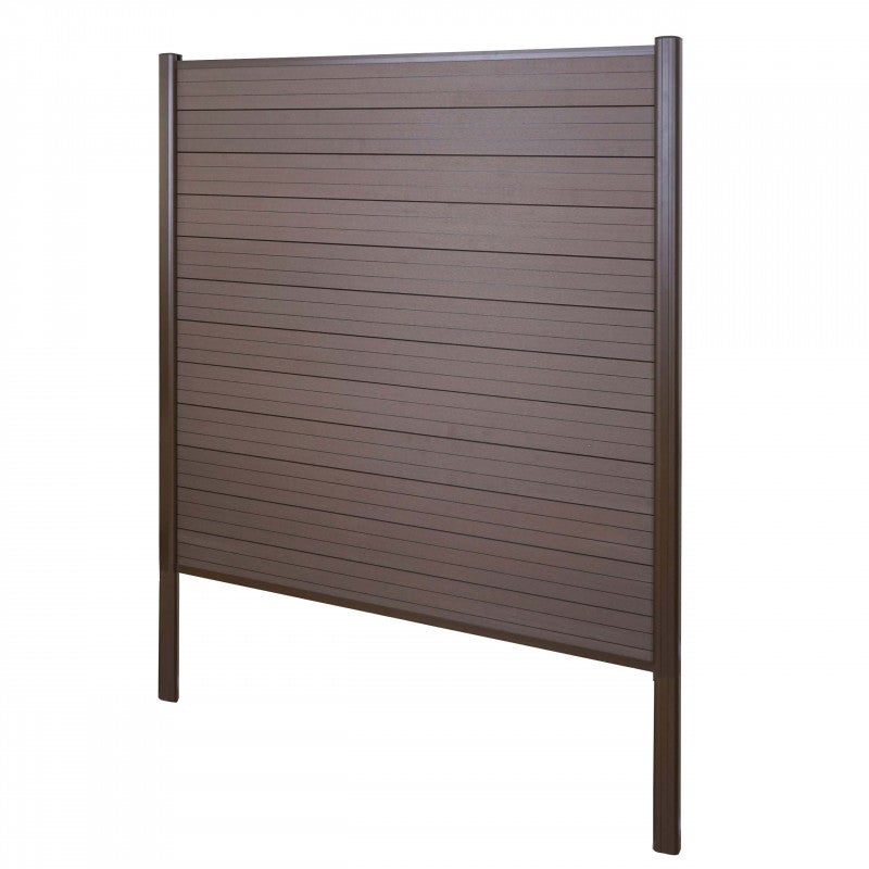 Parawan WPC Sarthe, ogrodzenie przeciwwiatrowe, słupek aluminiowy do zabetonowania ~ Element podstawowy, 190 cm brązowy
