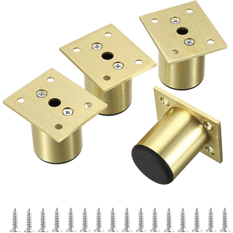 Nogi meblowe, zestaw 4 aluminiowych nóg meblowych, 5 cm, nogi do krzeseł i stołów, łatwy montaż, okrągłe, złote