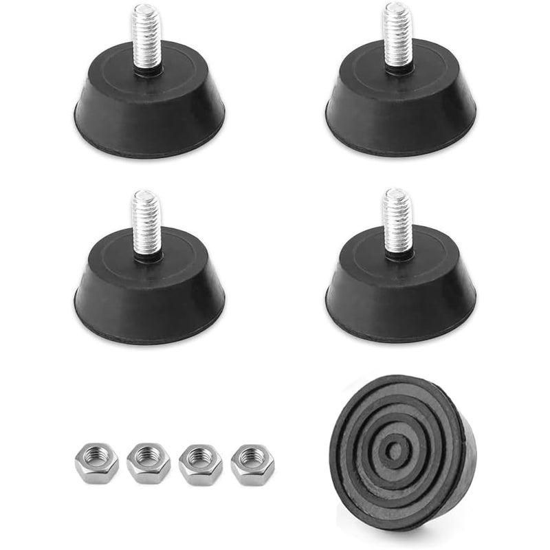 Zestaw 4 gumowych nóżek M6 x 16 mm, nóżki regulowane do mebli, sprzętu AGD i małego AGD, nóżki poziomujące