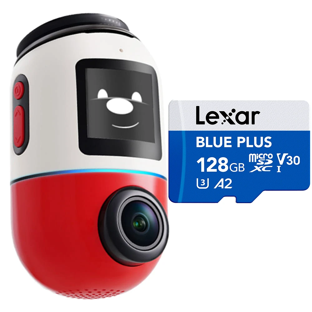 70mai 4K Omni X800 Czerwona + Lexar micro SDXC 128 GB Blue