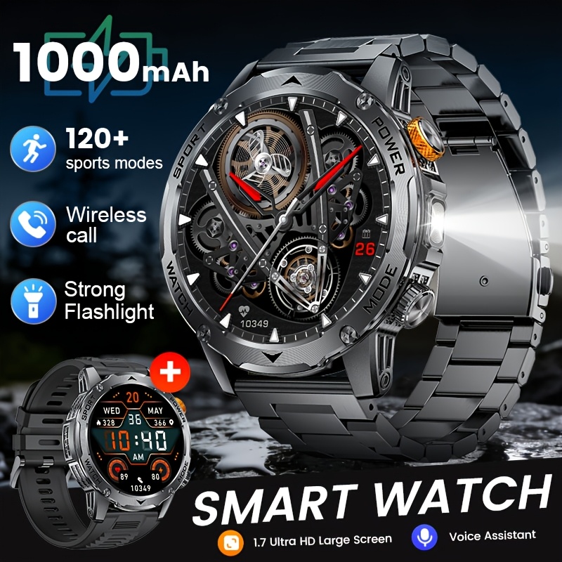 TEMU SIEMORL Smartwatch Męski z ponad 50-godzinnym czasem czuwania, 1.75-calowy smartwatch HD z baterią 1000 mAh/Funkcja telefonu/110+ trybów