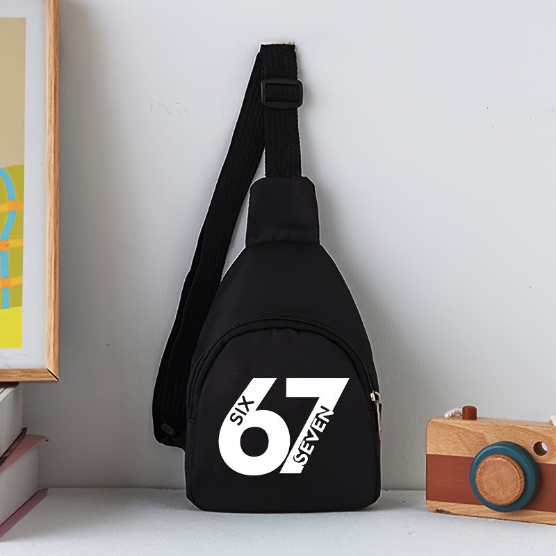 TEMU Wielokolorowa torba na ramię typu crossbody z nadrukiem '67' 'SIX ', lekka i wytrzymała torba podręczna, przenośna torba na jedno ramię do