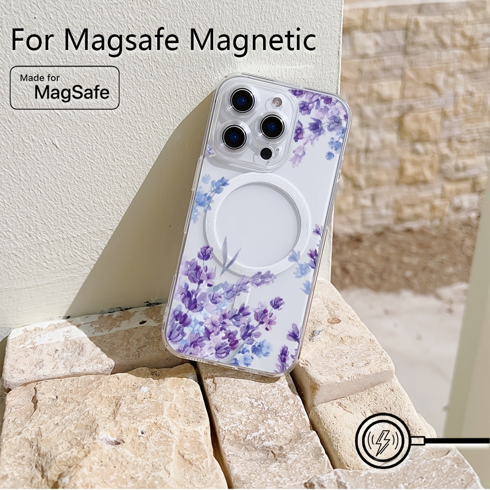 TEMU Etui na telefon - Miękka obudowa TPU na Iphone 11 do 17, z marzycielskim fioletowo-niebieskim wzorem lawendowym, przezroczyste i magnetyczne, z