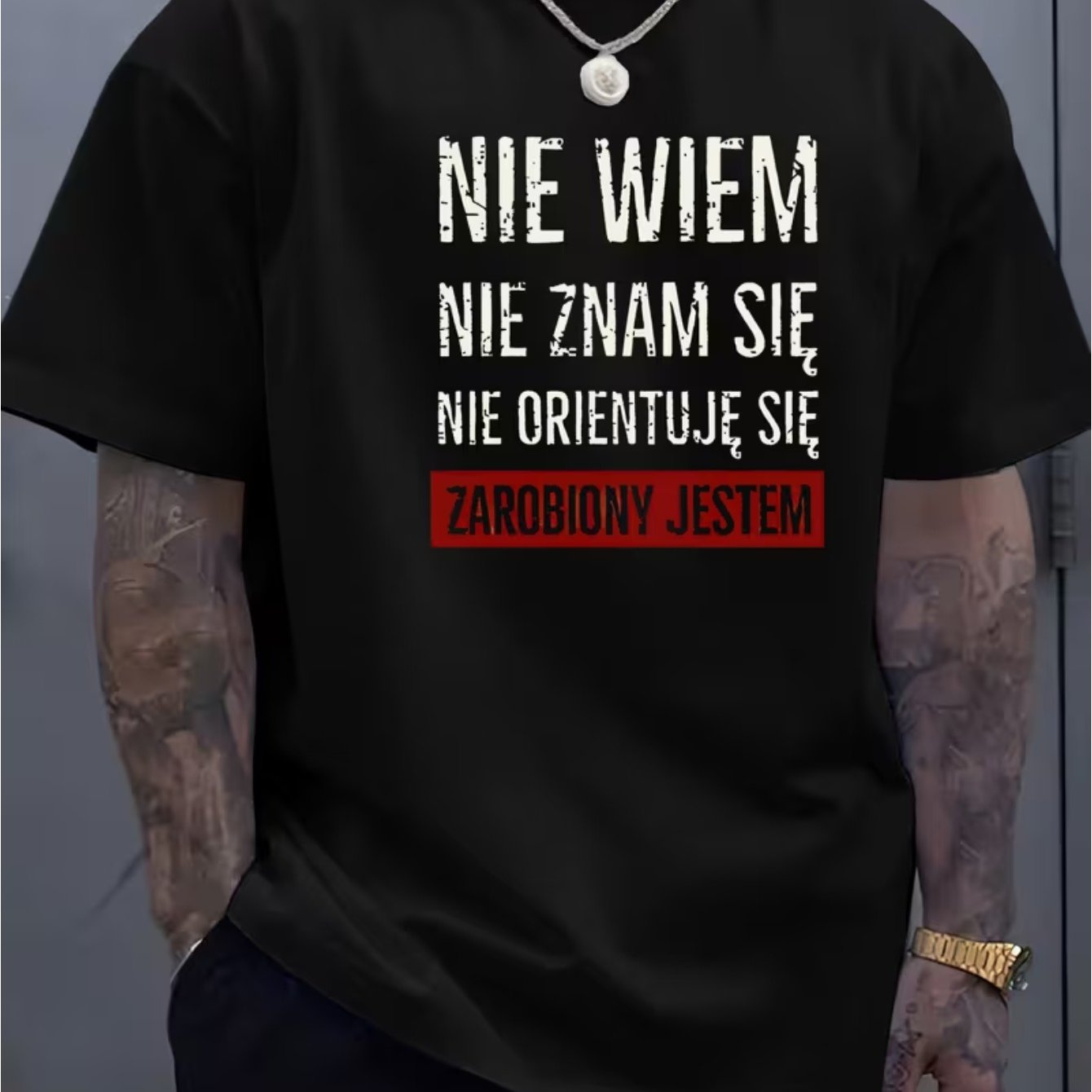 TEMU 1 Męska Letnia Casualowa Koszulka T-Shirt, Przyciągający Wzrok Nadruk 