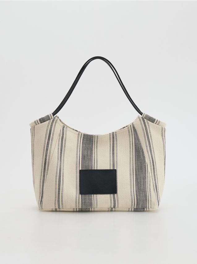 Reserved - Bawełniana torebka shopper - ciemnobrązowy