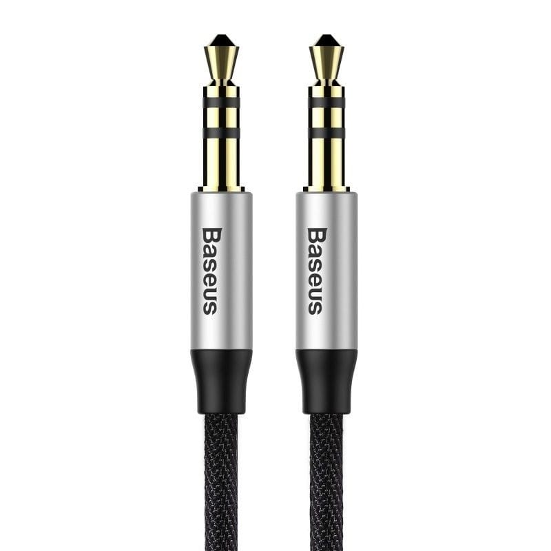 Baseus Yiven miniJack 3,5mm AUX 1,5m czarno-srebrny