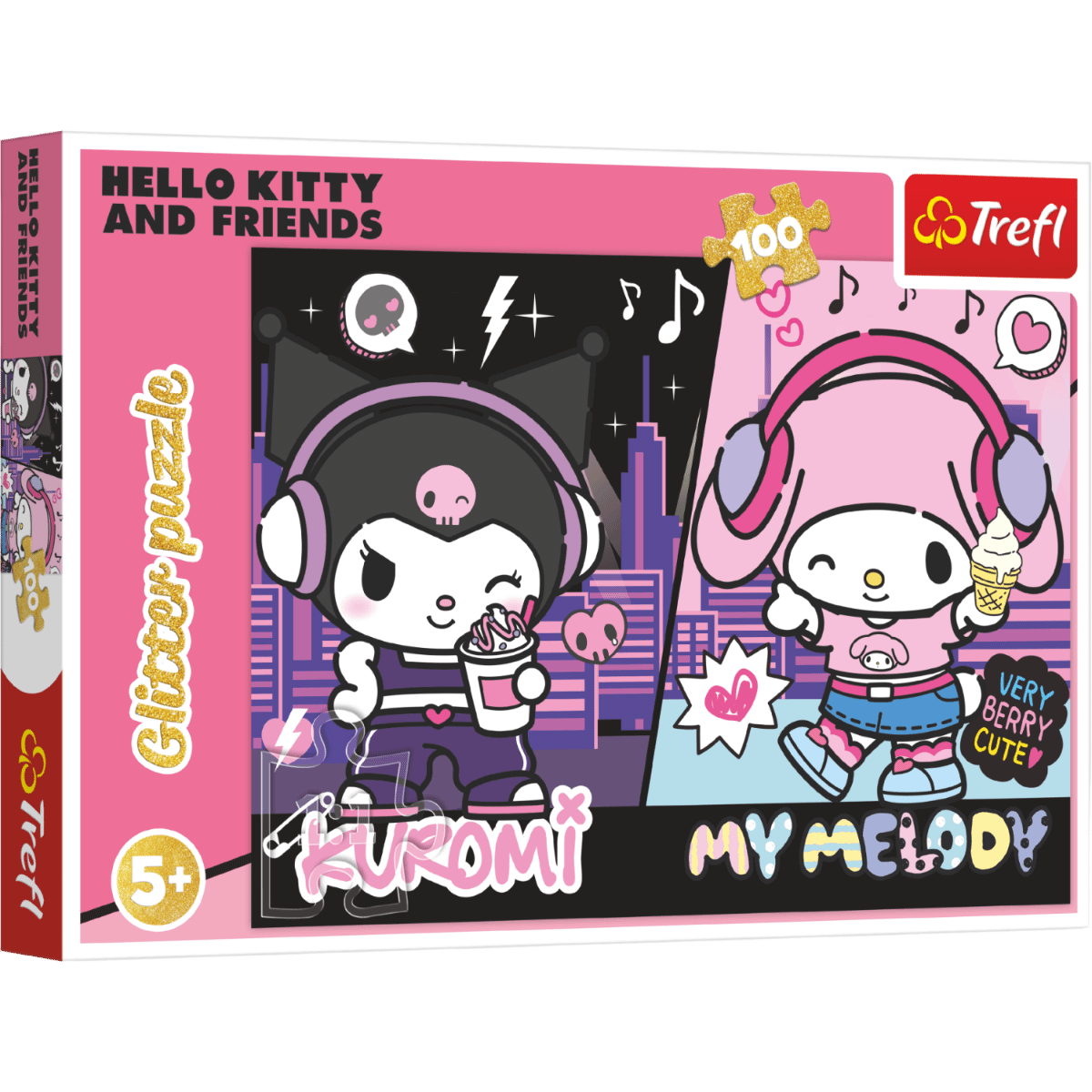 Trefl Puzzle Glitter 100 el. Hello Kitty, Kuromi