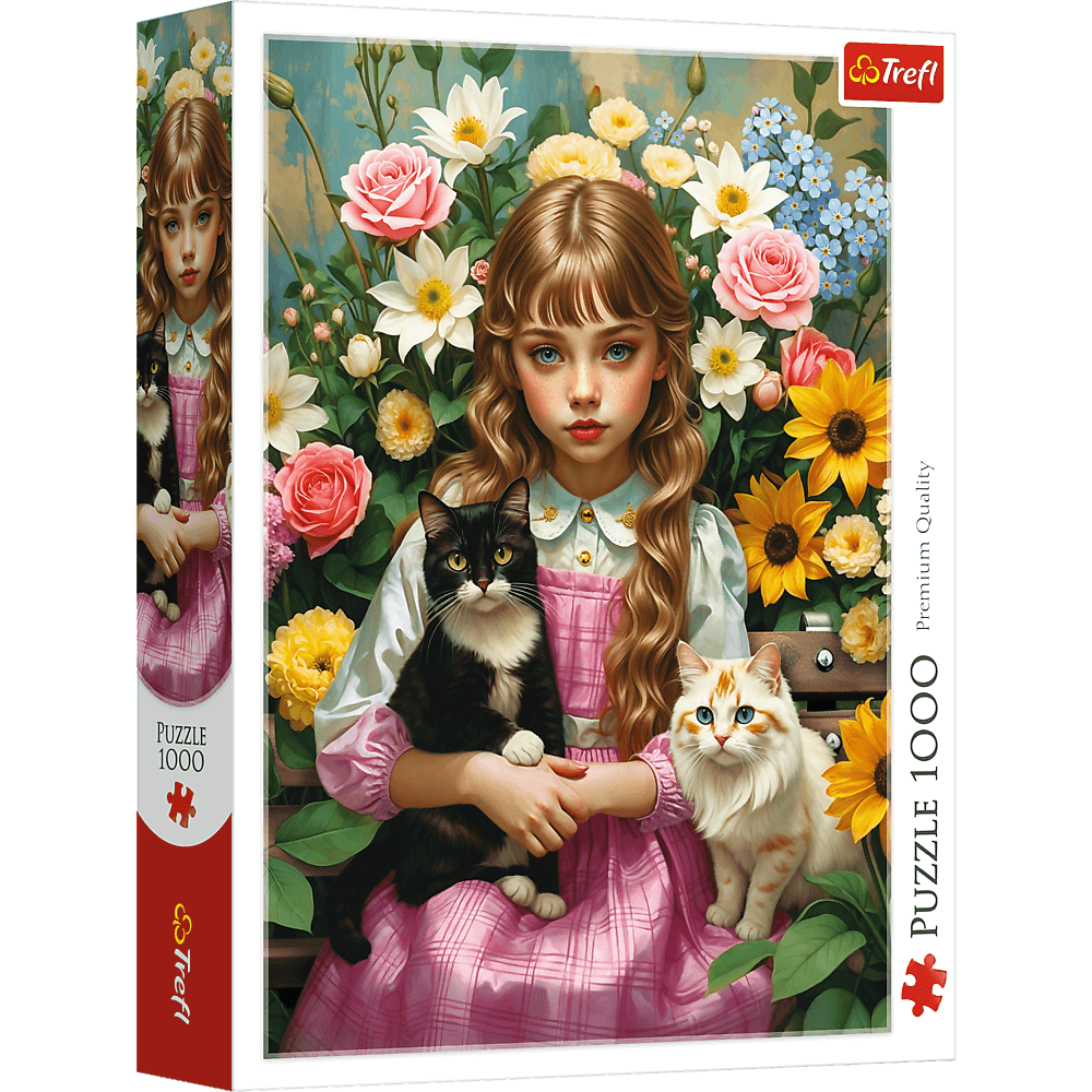 Trefl Puzzle 1000 el. Dziewczynka z kotami