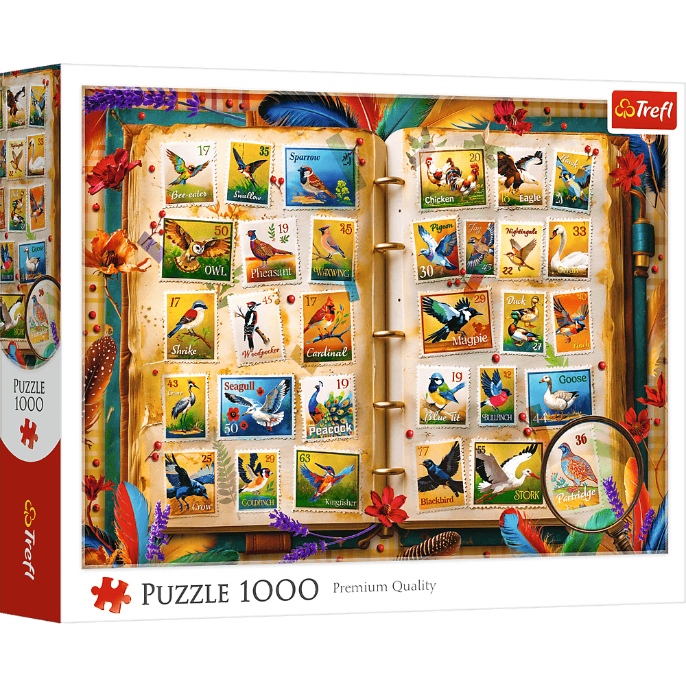 Trefl Puzzle 1000 el. Kolekcja znaczków - atlas ptaków