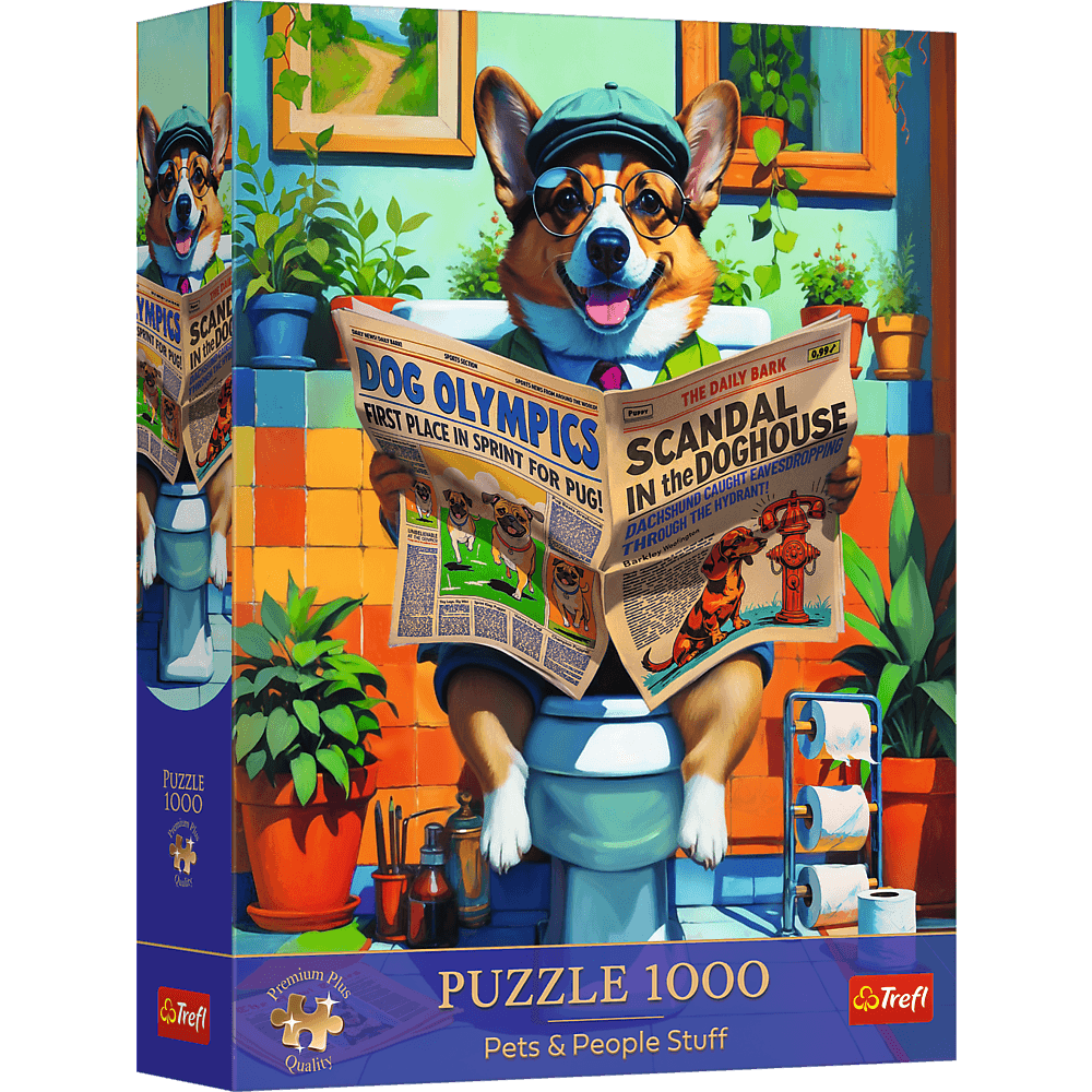 Trefl Puzzle Premium Plus Quality Pets & People Stuff 1000 el. Corgi w Toalecie