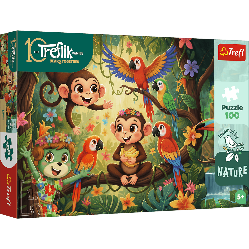 Trefl Puzzle Rodzina Treflików Inspired By Nature 100 el. Małpki i przyjaciele