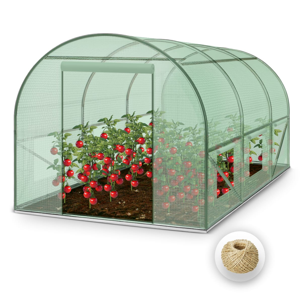 Plonos Tunel foliowy 2x3 m (6 m²), zielony - zestaw ze sznurkiem 100 m