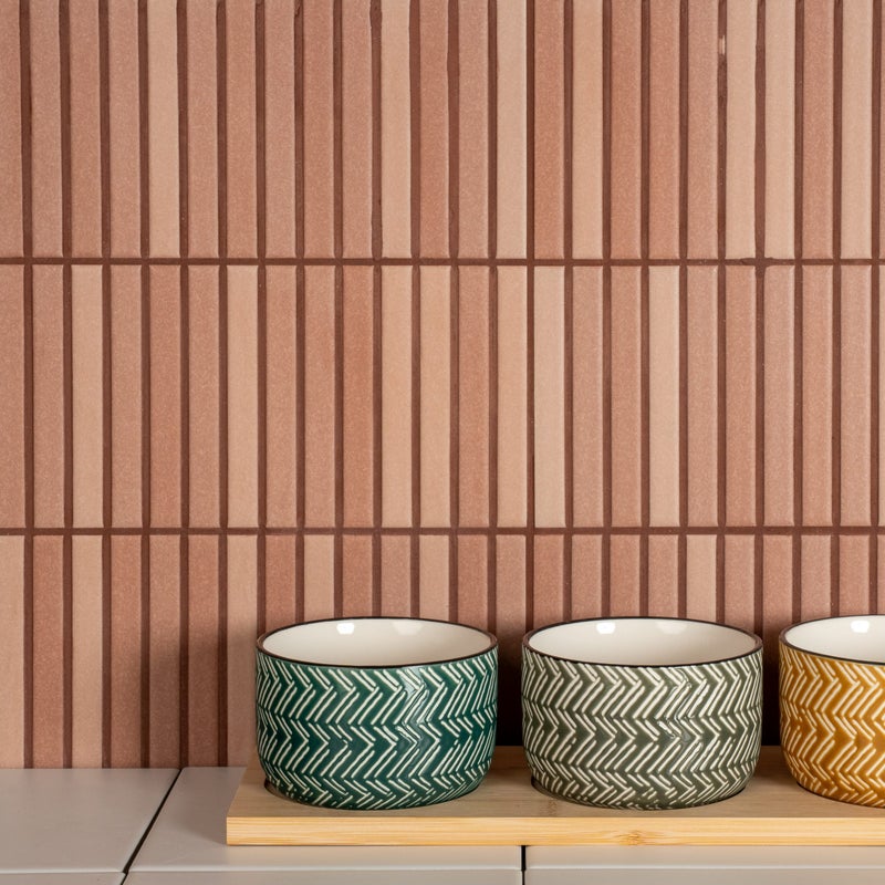 Matowa porcelanowa okładzina z efektem reliefu, czerwona Roku Red 11,5x23 cm