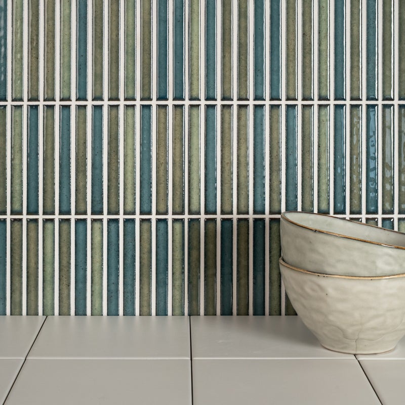 Błyszcząca mozaikowa okładzina z gresu porcelanowego w wielokolorowym wzorze Karatsu 11,5x23 cm Wear