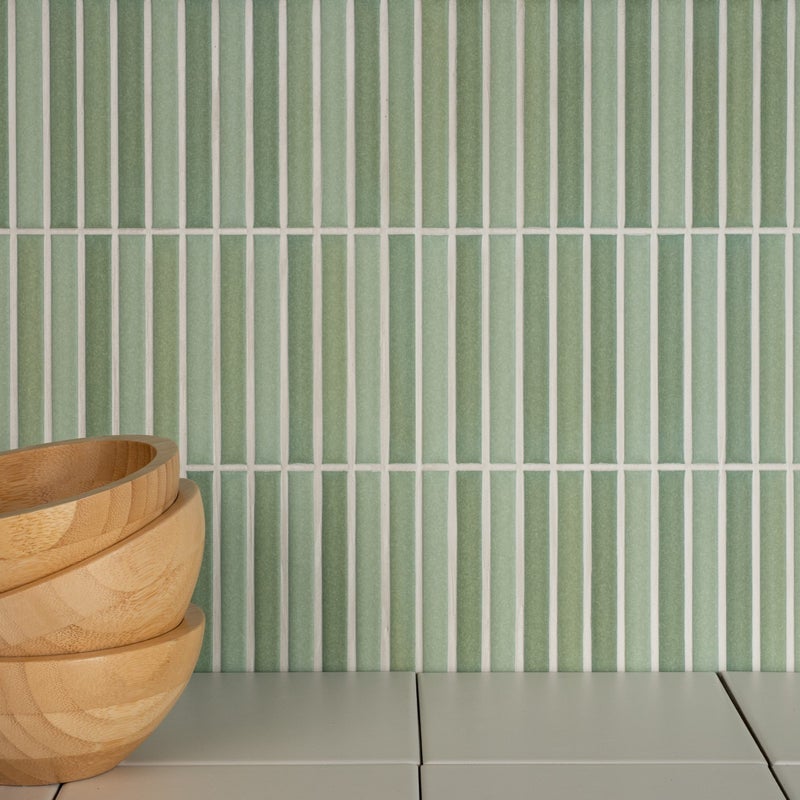 Matowa porcelanowa okładzina z efektem reliefu, zielona Roku Green 11,5x23 cm