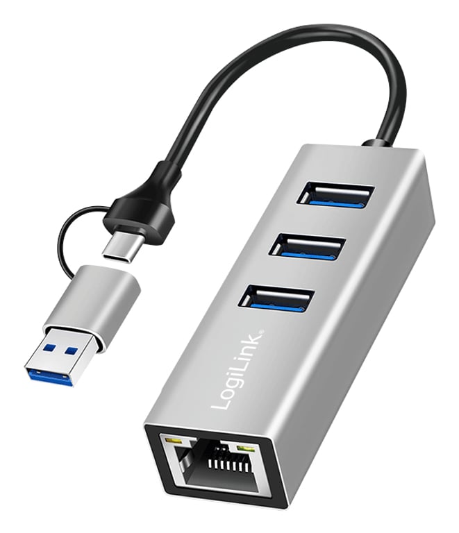 LogiLink UA0440 huby i koncentratory USB 3.2 Gen 1 (3.1 Gen 1) Type-A + Type-C 5000 Mbit/s Szary