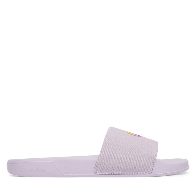 Klapki Calvin Klein Essential Slide Pride Cv Wn HW0HW03297 Fioletowy jasny