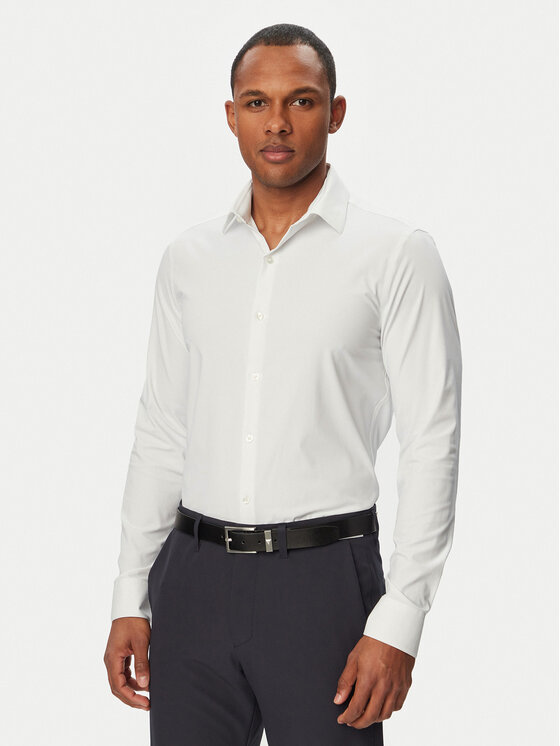 Calvin Klein Koszula LV019EU092 Biały Slim Fit
