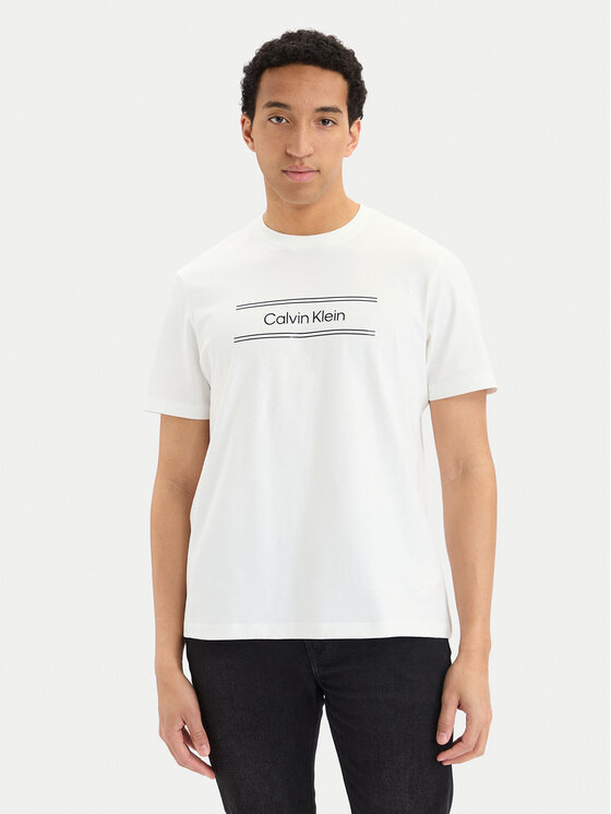 Calvin Klein T-Shirt SS 20s EU LV04LG813G Biały Regular Fit