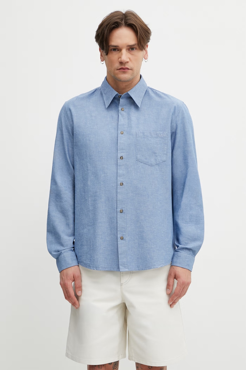 A.P.C. En Lin koszula męska z bawełną