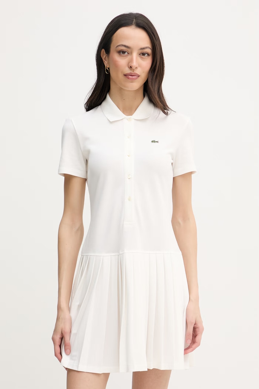 Lacoste sukienka gładka z bawełną