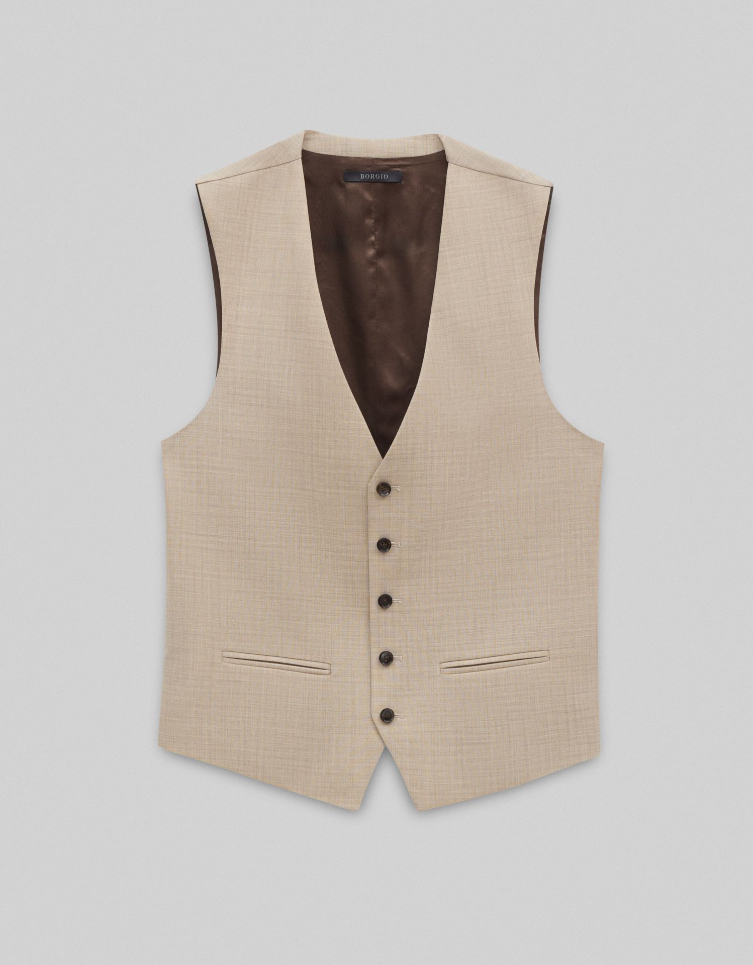 Kamizelka do zestawu morgano beżowa slim fit