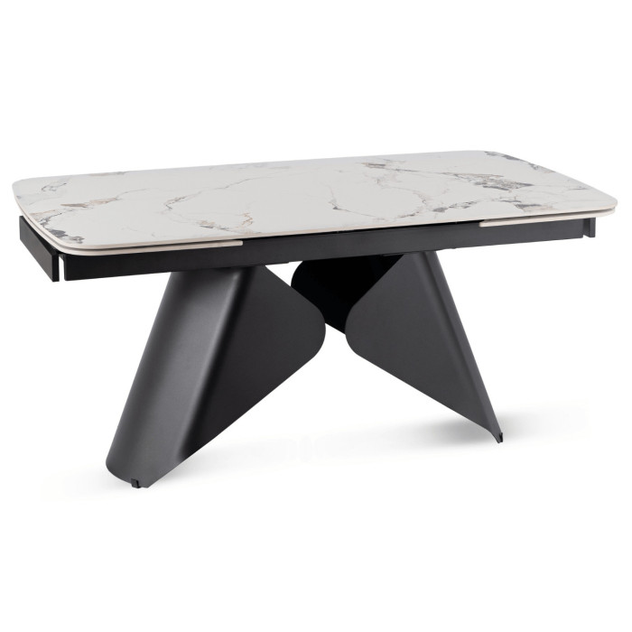 Stół Rozkładany Prostokątny VERONA 160-240 cm Ceramiczny Biały Marmur/Czarny Nowoczesny