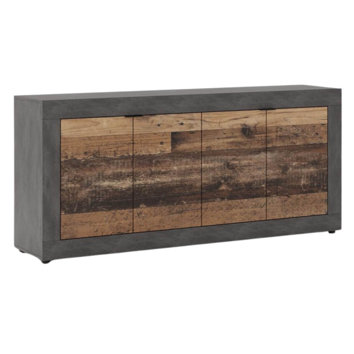 Komoda Czterodrzwiowa BLAGO 180 cm Ciemny Dąb/Czarny Loft