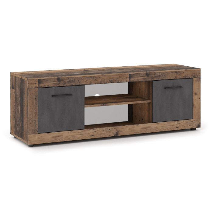Szafka RTV BLAGO 140 cm Ciemny Dąb/Grafit Dwudrzwiowa do Salonu Loft