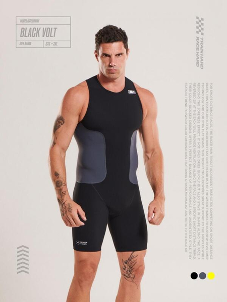 ZEROD Strój triathlonowy męski RACER TRISUIT black volt
