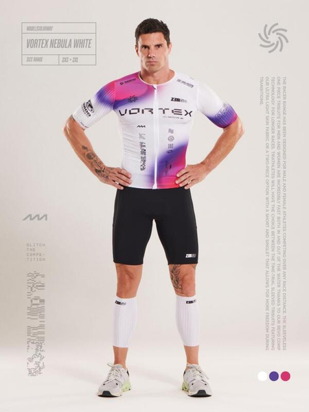 ZEROD Koszulka triathlonowa męska RACER TT SINGLET vortex nebula white