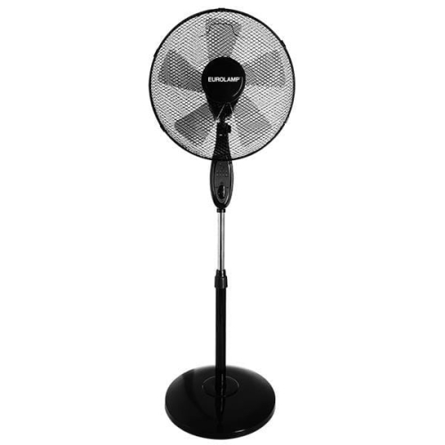 Eurolamp Wentylator stojący czarny z pilotem 43 cm 60W – 5 łopatek, mocny nawiew i regulacja