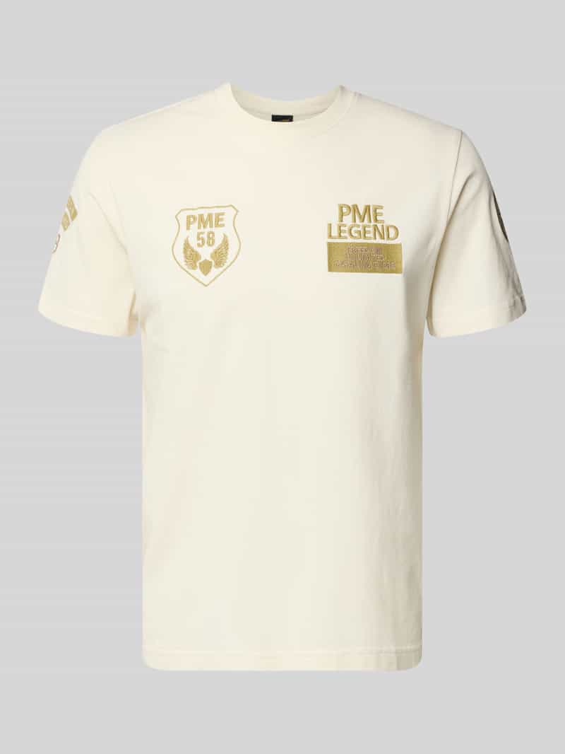 t-shirt z okrągłym dekoltem i haftami