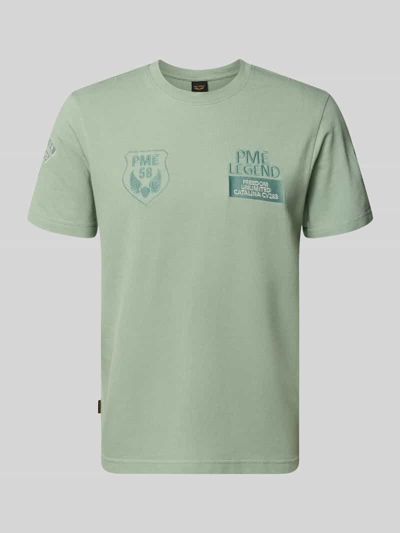 t-shirt z okrągłym dekoltem i haftami