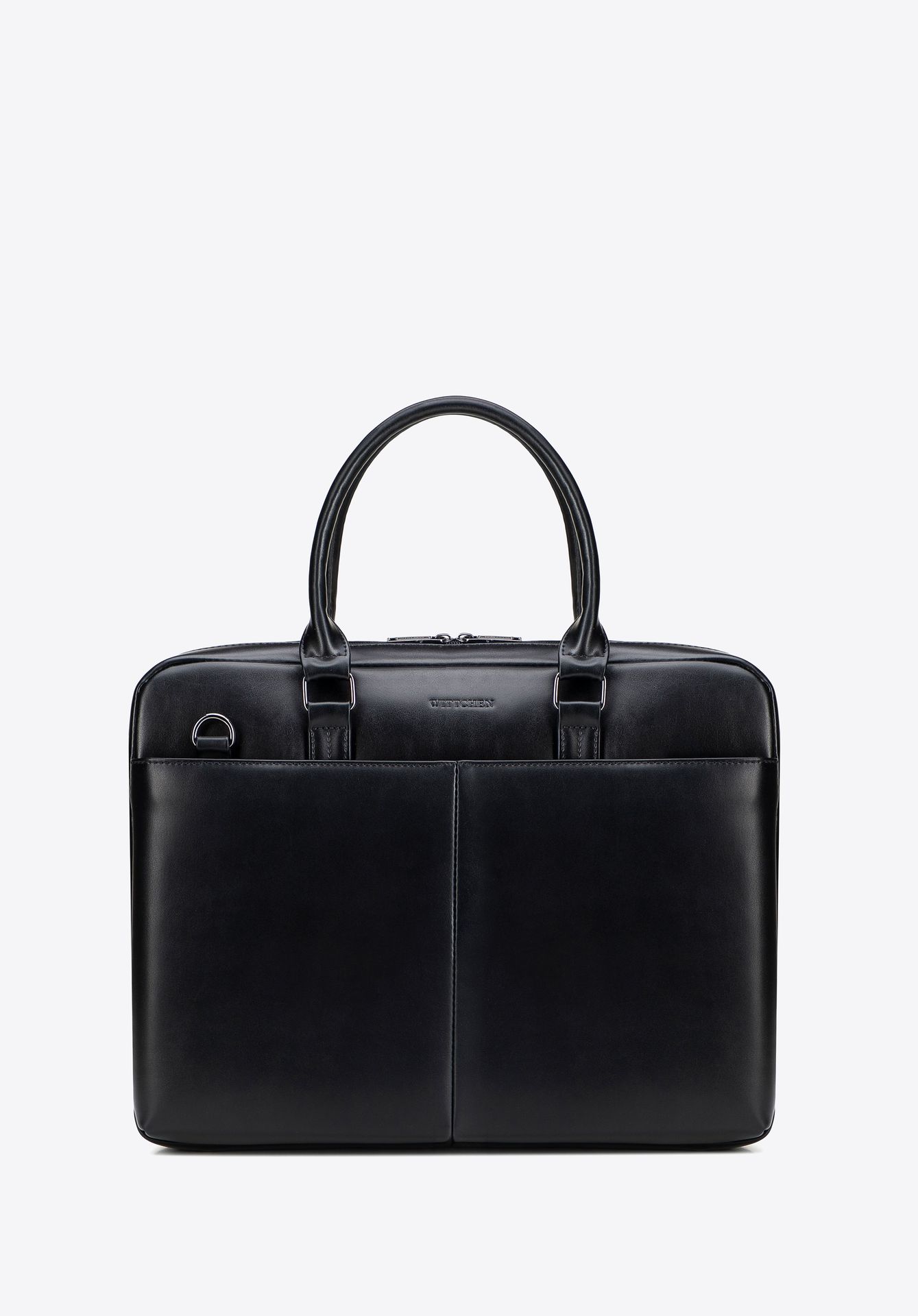 Męska torba na laptopa 15,6 cala ze skóry naturalnej elegancka czarna