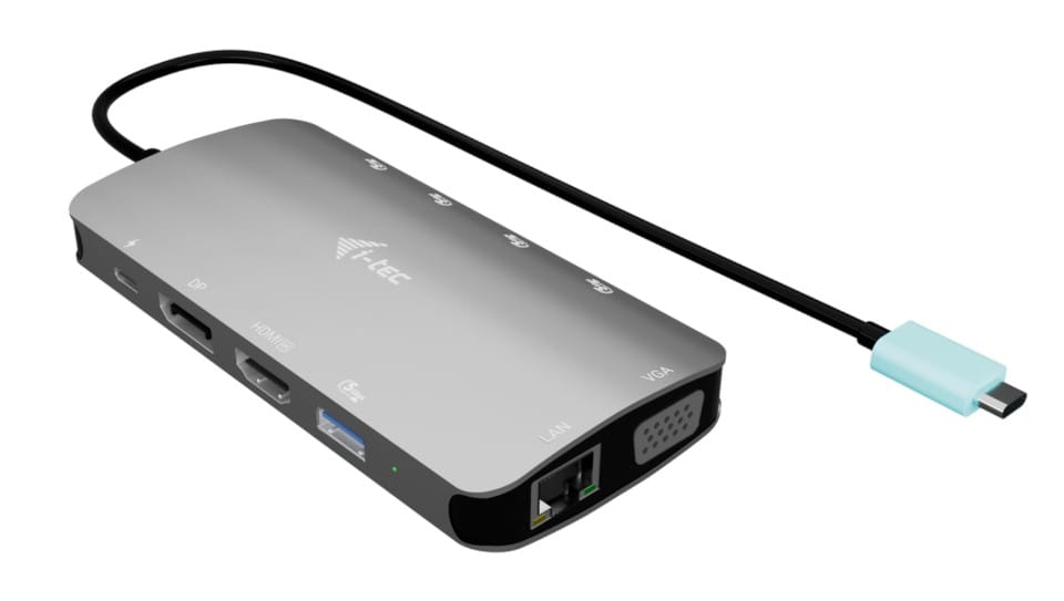 i-tec USB-C Metal Nano 3x Display DP HDMI VGA Docking Station LAN Power Delivery 100W C31NANOTRIDOCKPD