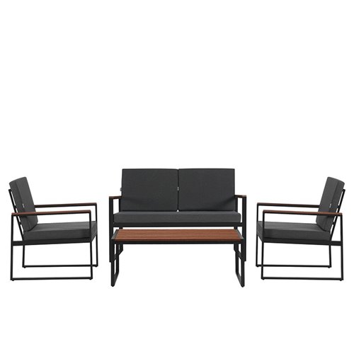 VELACO Zestaw mebli ogrodowych metalowych stół, sofa oraz fotele Carter