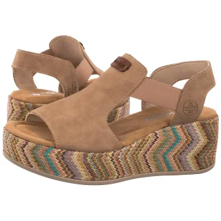 Sandały Beżowe 69472-60 Beige (RI395-a) Rieker