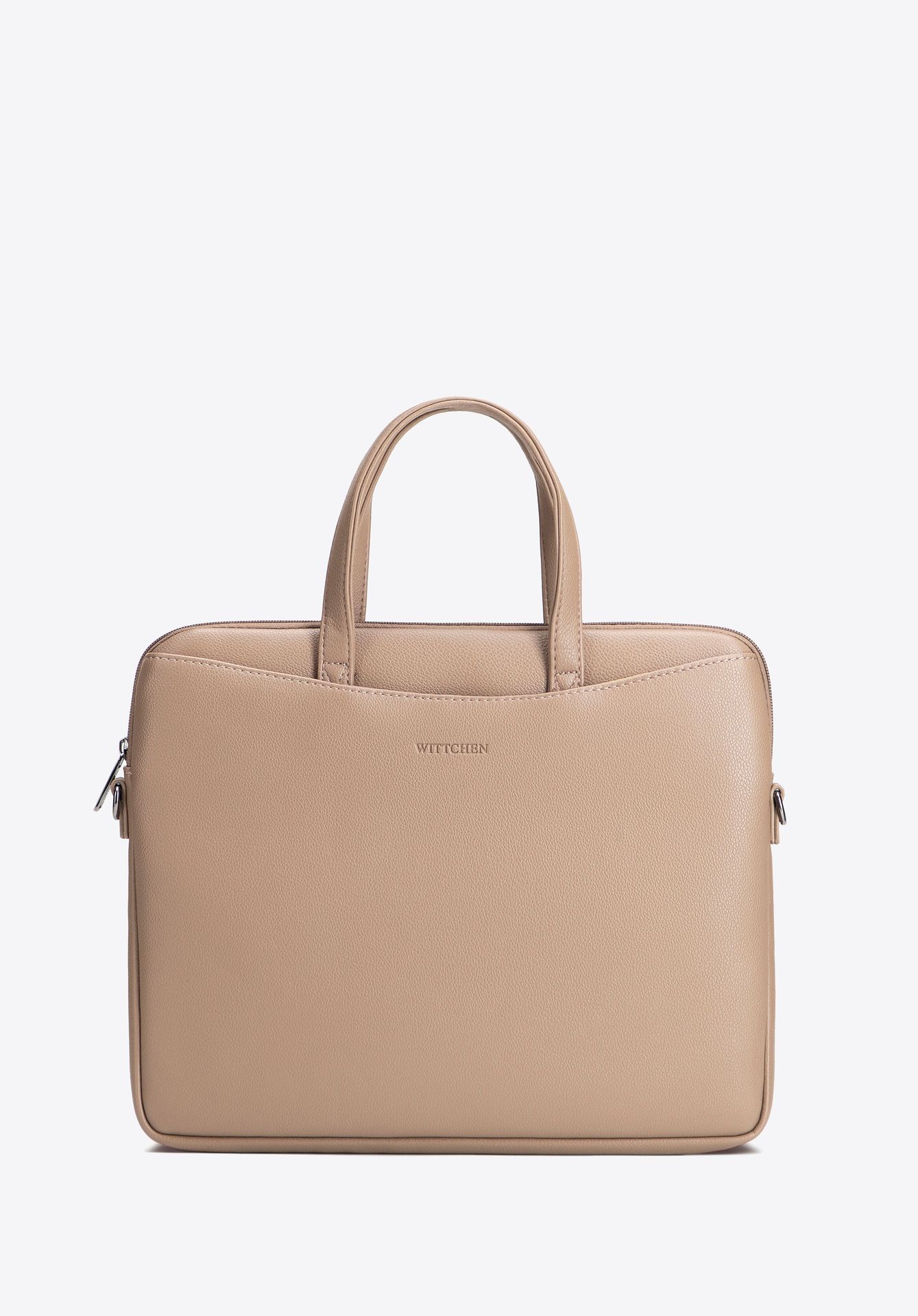 Torba na laptopa z ekoskóry męska 13–14 cali beżowa