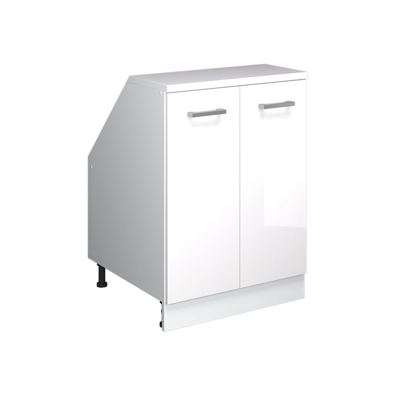Vicco Szafka kuchenna na dach skośny R-Line, Biały wysoki połysk, 60 cm z 2 drzwiami, korpus szafy głębokość 60 cm