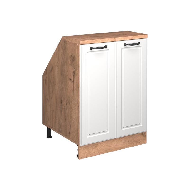 Vicco Szafka kuchenna na dach skośny R-Line, Biały domek wiejski, 60 cm z 2 drzwiami, korpus szafy głębokość 60 cm