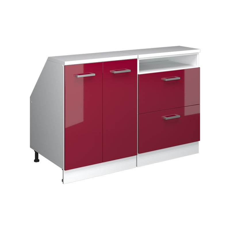 Vicco Szafka kuchenna na dach skośny R-Line, Czerwony połysk, 120 cm Zestaw 2 korpusów szafy głębokość 60 cm