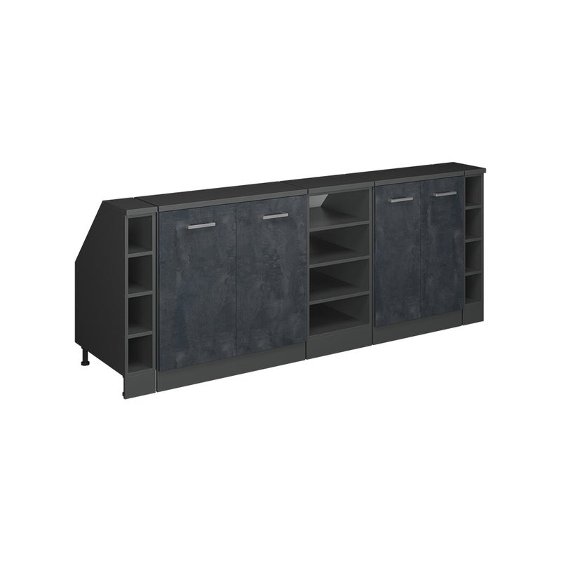 Vicco Szafka kuchenna na dach skośny R-Line, Czarny beton, 210 cm Zestaw 5 korpusów szafy głębokość 60 cm