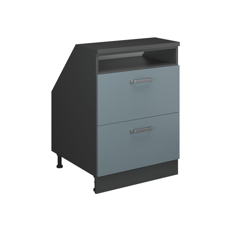 Vicco Szafka kuchenna na dach skośny R-Line, Niebiesko-szary, 60 cm z 2 szufladami, korpus szafy głębokość 60 cm