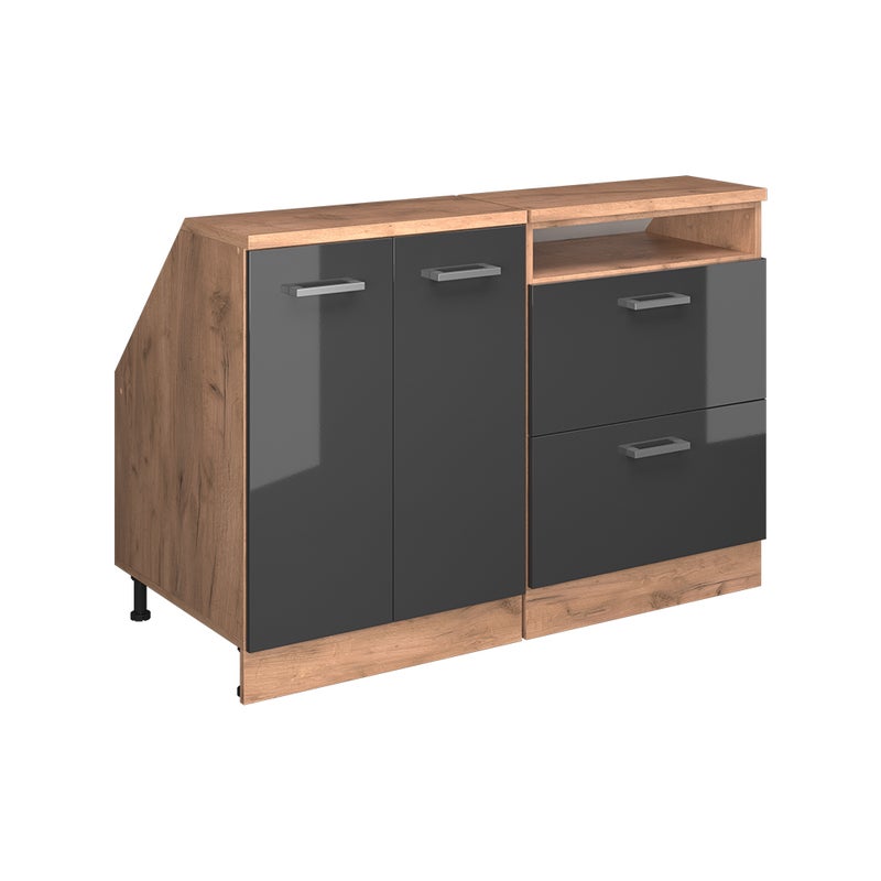 Vicco Szafka kuchenna na dach skośny R-Line, Antracyt wysoki połysk, 120 cm Zestaw 2 korpusów szafy głębokość 60 cm
