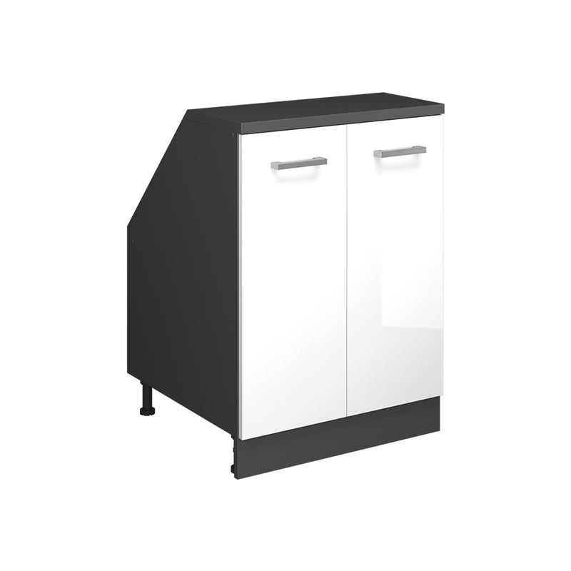 Vicco Szafka kuchenna na dach skośny R-Line, Biały wysoki połysk, 60 cm z 2 drzwiami, korpus szafy głębokość 60 cm