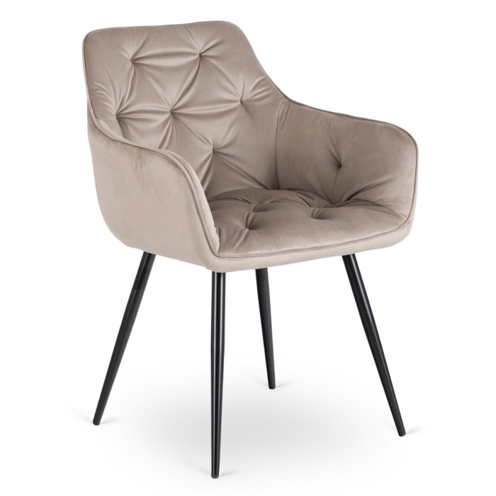 Krzesło Tapicerowane do Salonu MODESTO Beżowe Welurowe Nowoczesne Loft