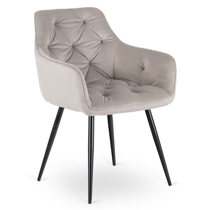 Krzesło Tapicerowane do Salonu MODESTO Szare Welurowe Nowoczesne Loft