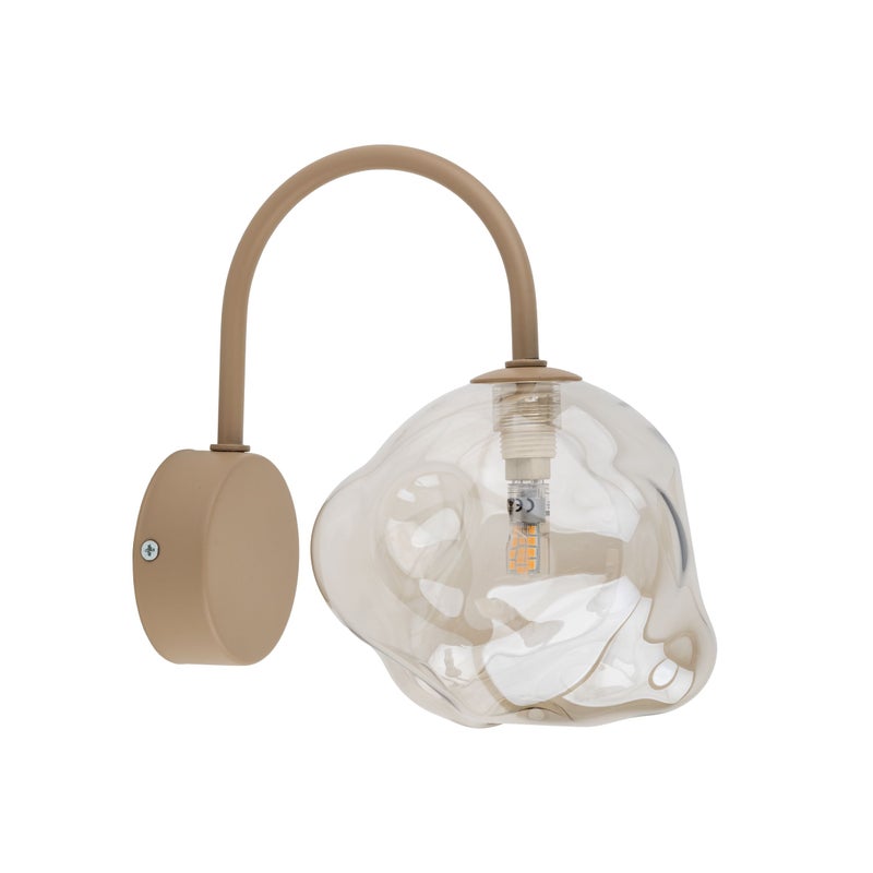 Beżowy Kinkiet Tk Lighting Lava Sabia 1Xg9 Koniakowy Nieregularny Klosz